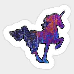 Purple Painted Wooden Unicorn Sticker